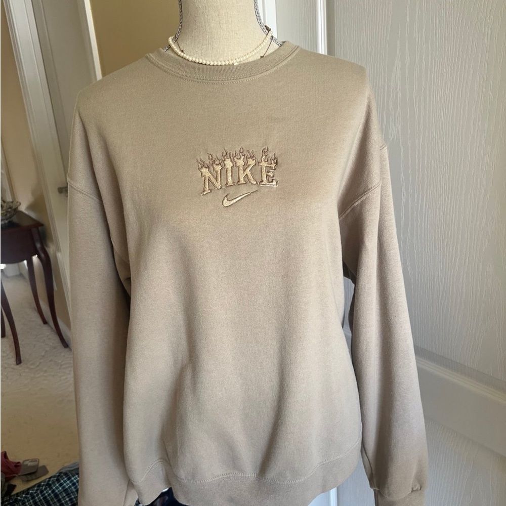 Custom Nike Flames Cream Sweatshirt